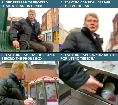 BBC reporter Tom Heap is told off by the talking camera